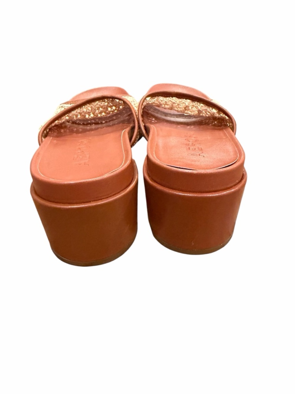 AEROSOLES Brown Leather & Natural Woven Slide Mule‎ - Picture 8 of 10